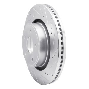 Dodge Ram 1500 Brake Rotor (1) - Front Right - R1 Concepts - Drilled & Slotted - Silver - `04-`06